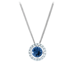 Pendant Halo Setting with a blue Sapphire