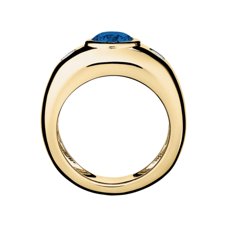 Naples Saphir blau in Gelbgold