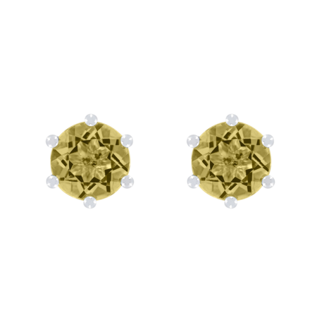 Ohrstecker 6-Krappen Saphir gelb in Weißgold