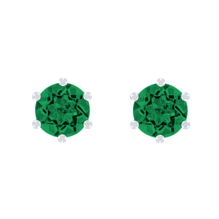 Ohrstecker 6-Krappen Smaragd grün in Weißgold