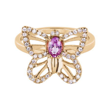 Papillon Ring Saphir pink in Roségold