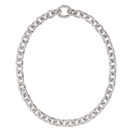 Anchor Chain Necklace White in White Gold
