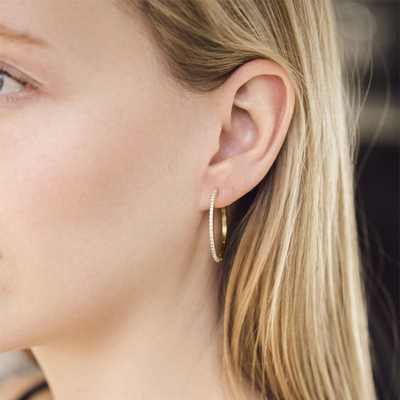 yellow gold diamond huggie earrings