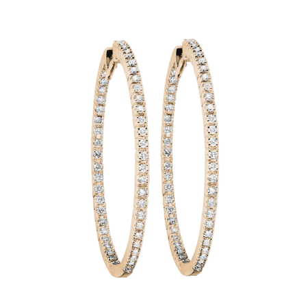 Classic Diamond Hoop Earrings In Rose Gold Renesim