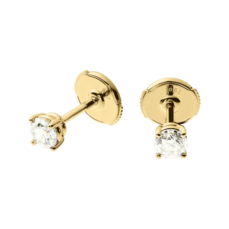 Diamond Stud Earrings 4 Prongs in Yellow Gold