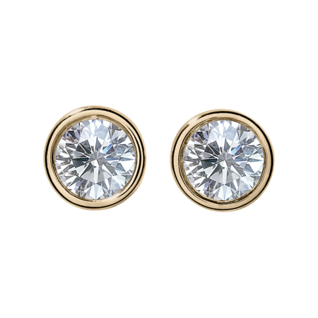 Diamond stud earrings bezel setting 0.24 carats each in Rose Gold