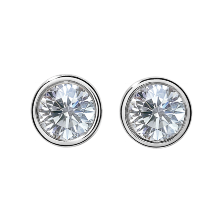 Diamond stud earrings bezel setting 0.25 carats each in White Gold