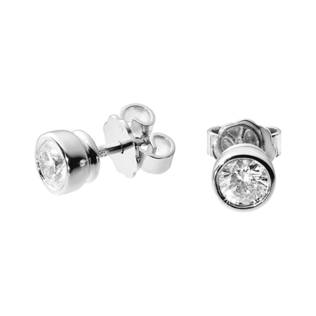 Diamond stud earrings bezel setting 0.25 carats each in White Gold