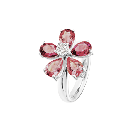 Flowers Ring Tourmaline in White Gold