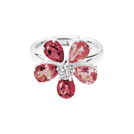 Flowers Ring Tourmaline in White Gold