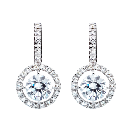Halo Diamond Earrings with Brilliants in White Gold