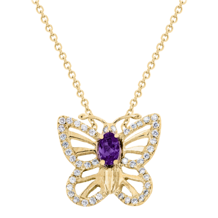 Papillon Necklace Amethyst in Yellow Gold