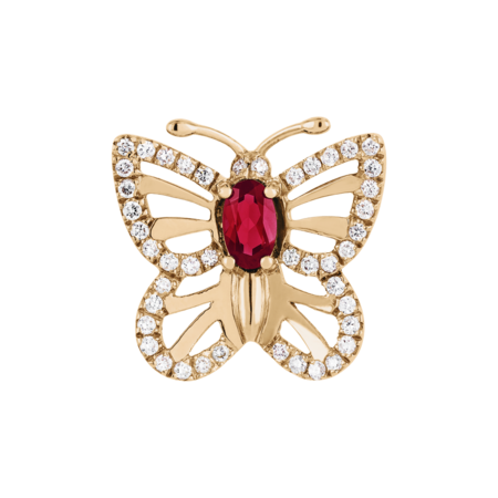 Papillon Pin Ruby in Rose Gold