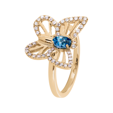 Papillon Ring Aquamarine in Rose Gold
