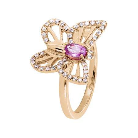 Papillon Ring Sapphire pink in Rose Gold