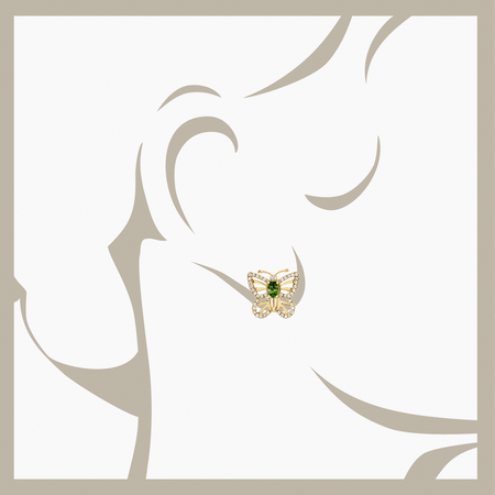 Papillon Stud Earrings Tourmaline green in Yellow Gold