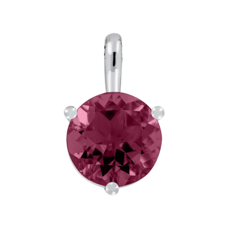 Pendant 3 Prongs Rhodolite red in Platinum