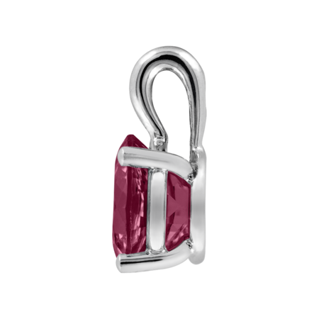 Pendant 3 Prongs Rhodolite red in White Gold