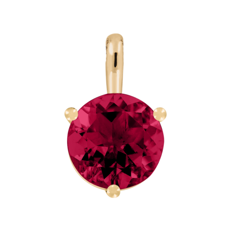 Pendant 3 Prongs Ruby Red in Rose Gold