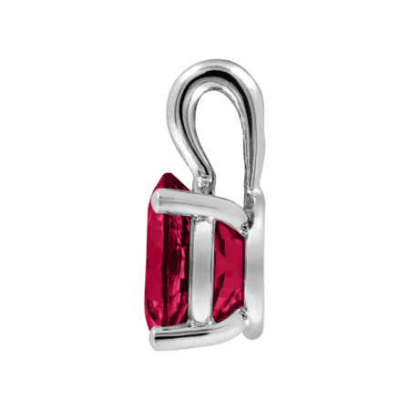 Pendant 3 Prongs Ruby red in White Gold