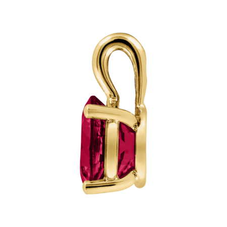 Pendant 3 Prongs Ruby red in Yellow Gold