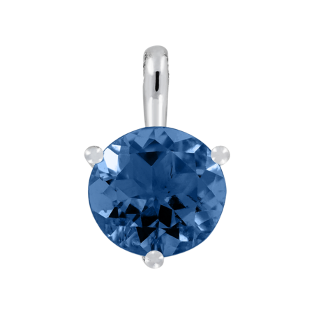Pendant 3 Prongs Sapphire blue in Platinum