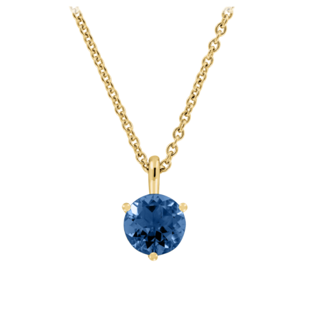 Pendant 3 Prongs Sapphire blue in Yellow Gold