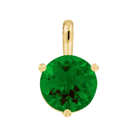 Pendant 3 Prongs Tourmaline green in Yellow Gold