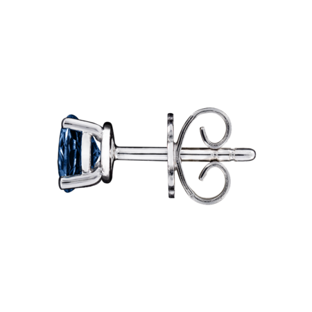 Stud Earrings 3 Prongs Sapphire blue in White Gold