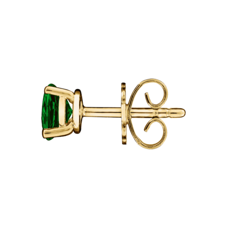 Stud Earrings 3 Prongs Tourmaline green in Yellow Gold