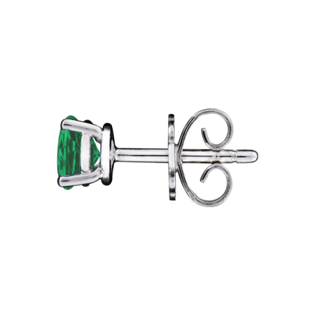 Stud Earrings 4 Prongs Emerald green in White Gold