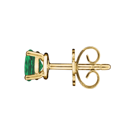Stud Earrings 4 Prongs Emerald green in Yellow Gold