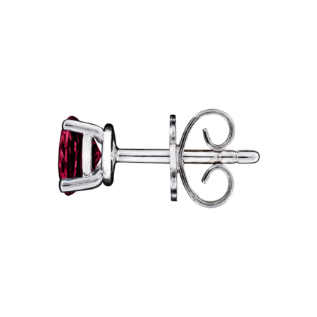 Stud Earrings 4 Prongs Ruby red in Platinum