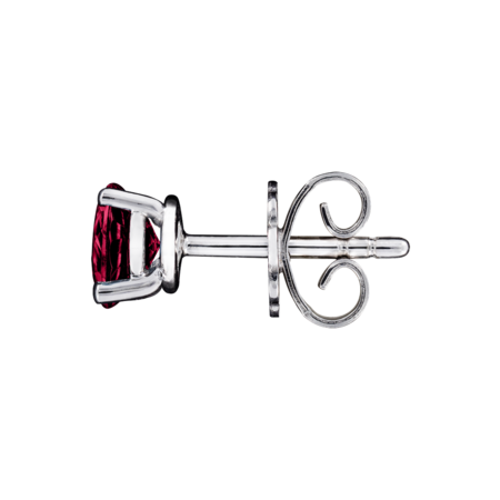 Stud Earrings 4 Prongs Ruby red in White Gold