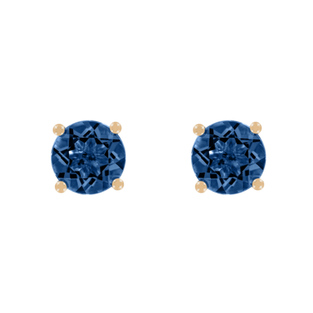 Stud Earrings 4 Prongs Sapphire blue in Rose Gold