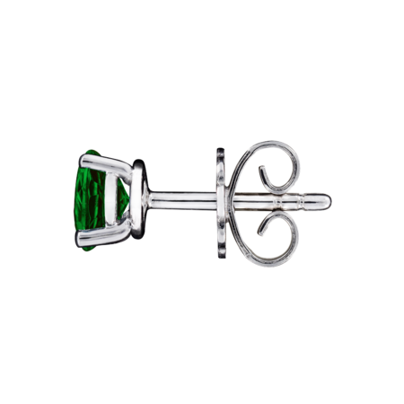 Stud Earrings 4 Prongs Tourmaline green in Platinum