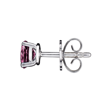 Stud Earrings 4 Prongs Tourmaline pink in Platinum