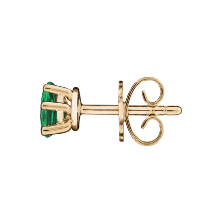 Stud Earrings 5 Prongs Emerald green in Rose Gold