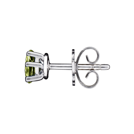 Stud Earrings 5 Prongs Peridot green in Platinum