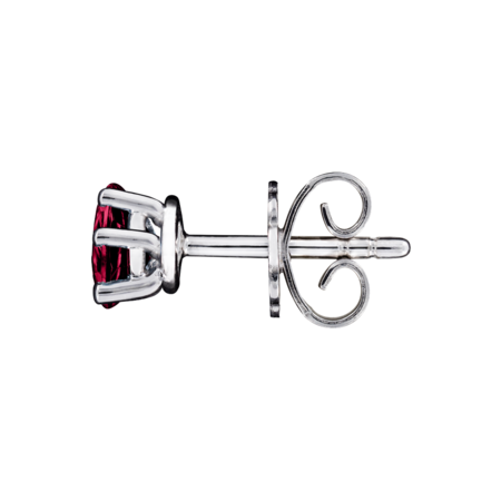 Stud Earrings 5 Prongs Ruby red in Platinum