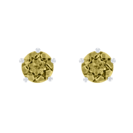 Stud Earrings 5 Prongs Sapphire yellow in White Gold