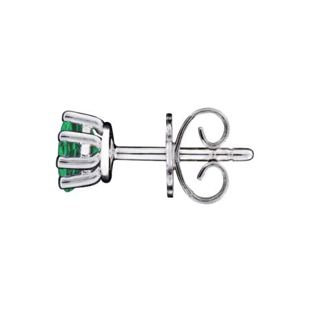 Stud Earrings 6 Prongs Emerald green in White Gold