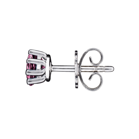 Stud Earrings 6 Prongs Tourmaline pink in Platinum