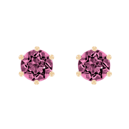 Stud Earrings 6 Prongs Tourmaline pink in Rose Gold