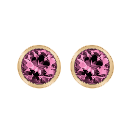 Stud Earrings Bezel Tourmaline pink in Rose Gold
