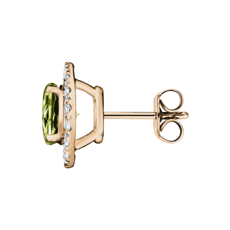 Stud Earrings Halo Peridot green in Rose Gold