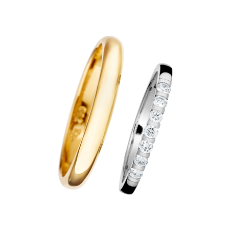 Wedding Rings with Eternity Ring Rotterdam in White Gold/Yellow Gold