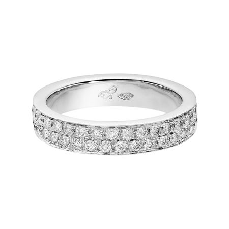 Wedding Rings with Female Ring with Pave Setting in Platinum
