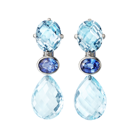 Boucles d'oreilles Blue Mountains in Or gris