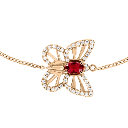Bracelet Papillon Rubis in Or rose